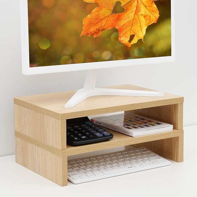TEAMIX Wood Monitor Stand Riser - 2 Pack Adjustable Dual Monitor Riser for Laptop/PC - Image 9