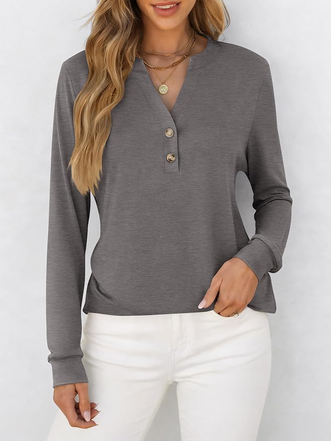 ANRABESS Women's Long Sleeve Shirts 2026 Spring Fashion Dressy Casual Tops Trendy Henley Blouses Cute Work Outfits Clothes - Image 3
