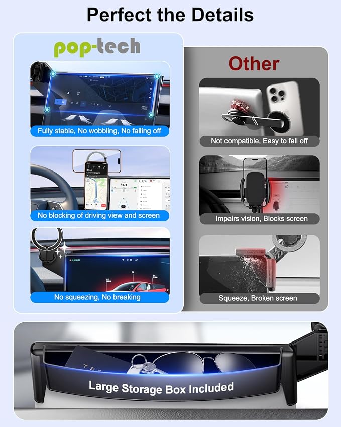 pop-tech Magnetic Car Mount for Tesla Model 3 Highland 2024 2025 & Model Y Juniper 2025 (Standard) 15.4-Inch Screen: for MagSafe Strong Magnets Cell Phone Holder for iPhone - Image 5