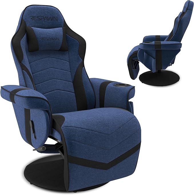 Respawn 900 Gaming Recliner Chair with Footrest, Cup Holder and Swivel | Ergonomic gaming recliner with footrest, cup holder, lumbar support, 135° recline & 360° swivel for console gaming by BrandRESPAWN