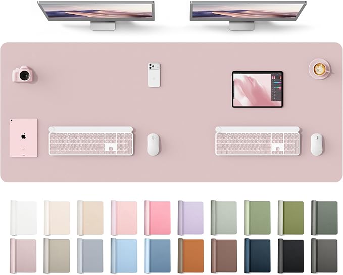 YSAGi Leather Desk Protector, Office Mat, Large Mouse Mat, Non-Slip PU Leather Blotter, Laptop Desk Mat, Waterproof Writing Pad for Office and Home(Grayish Lavender, 63" x 24") by YSAGi