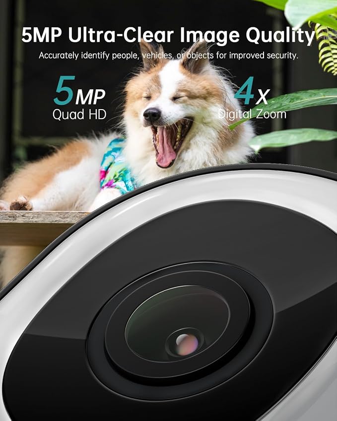ZUMIMALL 2.5K Wired Cameras for Home Security, 2.4G/5G WiFi Outdoor Camera, 5MP, 24/7 Recording,AI Motion Detection, Cloud & SD Card Storage, 2-Way Audio, 360° PTZ Auto Tracking, IP66-2-Pack (Black) - Image 2