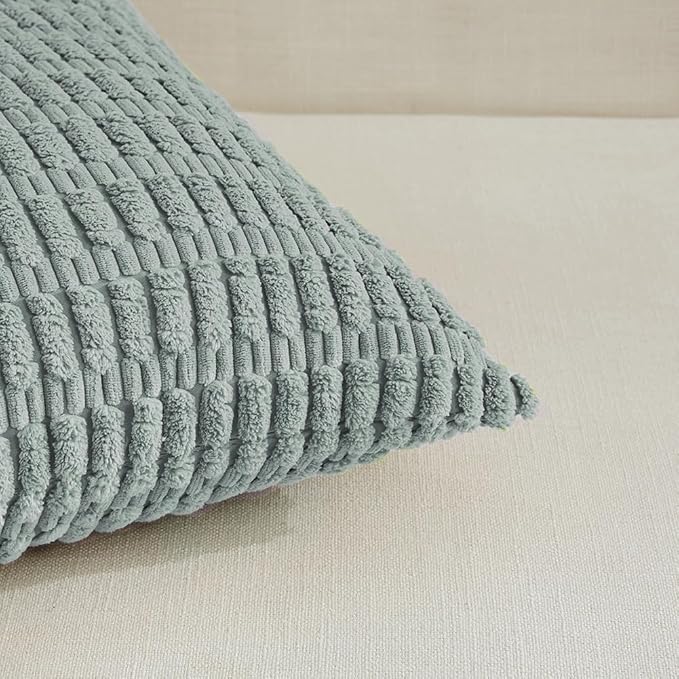 Fancy Homi 4 Packs Decorative Throw Pillow Covers for Living Room Couch Bed, Modern Farmhouse Boho Home Décor Accent Cushion Case, 14" x 14", Grey Blue - Image 4