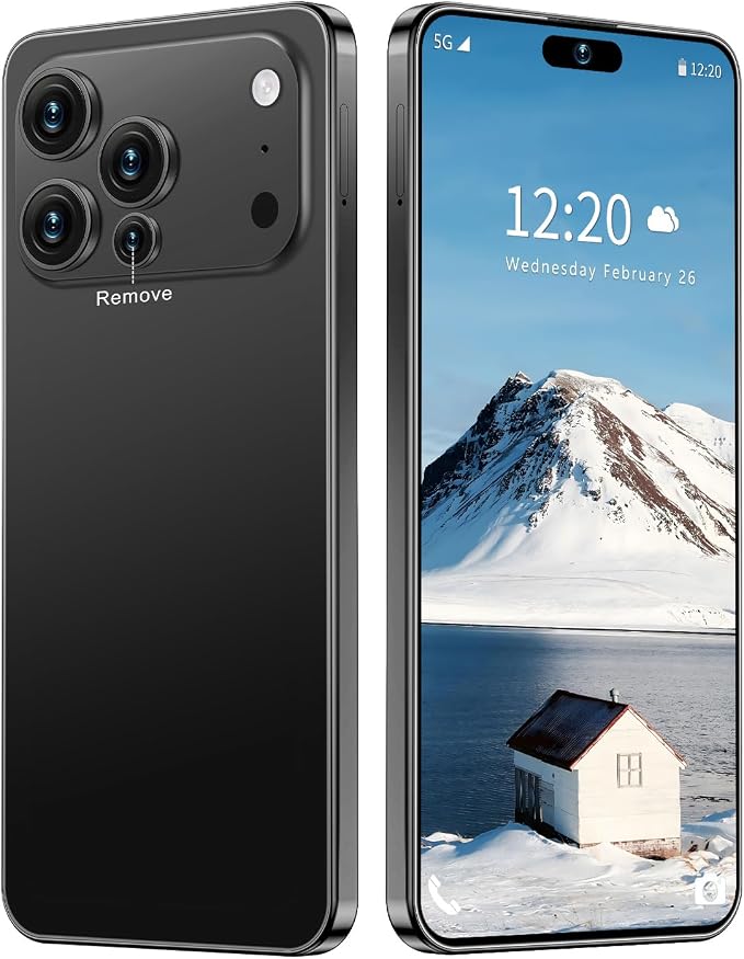 17 PMAX Unlocked Cell Phone,16GB+512GB Smartphone,6.99" HD Screen Android 15 5G Phones,Battery 7000mAh Android The Phone,Fingerprint Button Unlock/GPS/Face ID/Dual SIM/5G (Black) by Unknown