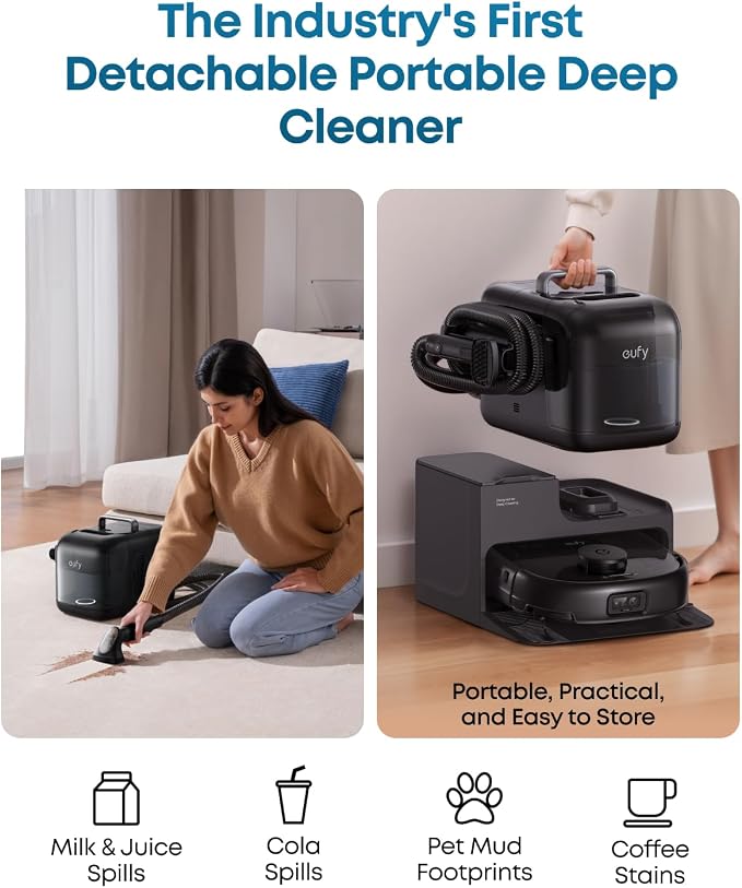 eufy E28 Matic Robot Vacuum and Mop, 20,000 Pa, Portable Carpet Cleaning | Roller Mop with HydroJet System, All-in-One Robot Vacuum and Mop Combo, Zero-Tangling, Corner-to-Edge Cleaning - Image 4