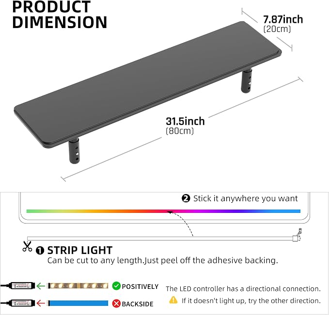 AFOOYO Dual Monitor Stand for Desk, Adjustable Height Wood Computer Riser, Ergonomic Monitor Shelf for Laptop, Printer, TV, Black - Large Storage Space, Sturdy Desk Organizer for Home & Office,Black - Image 7