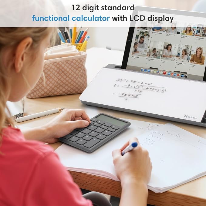 Varhomax Glass Desk Whiteboard with Calculator, Desktop Dry Erase White Board with Storage, to Do List Memo Notepad for Home and Office - Image 3