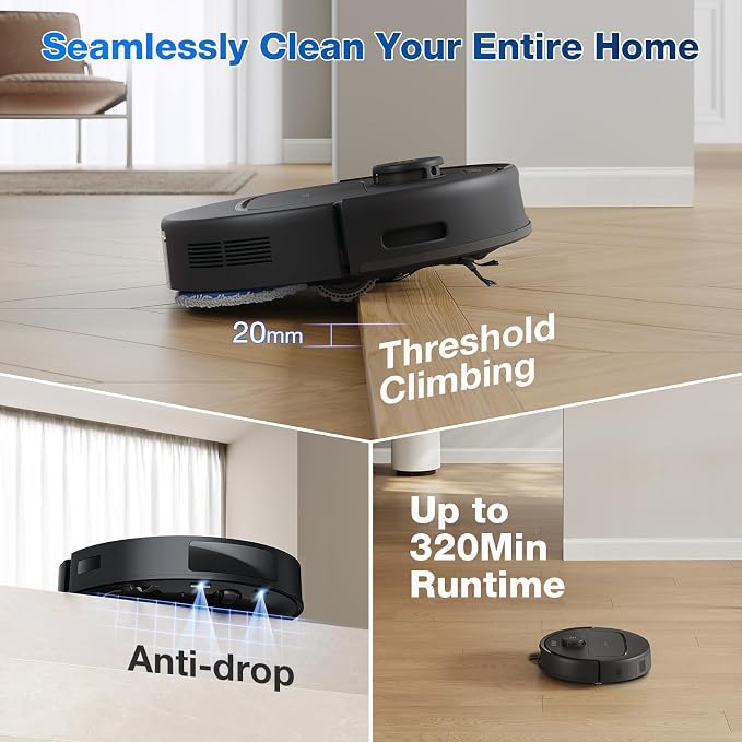 ECOVACS DEEBOT N30 Omni Robot Vacuum and Mop, 10000Pa Suction, TruEdge Adaptive Edge Mopping, ZeroTangle 2.0 Technology, Hot Air-Drying, Self-Emptying, Auto-Lift Mopping, Obstacle Avoidance - Image 8