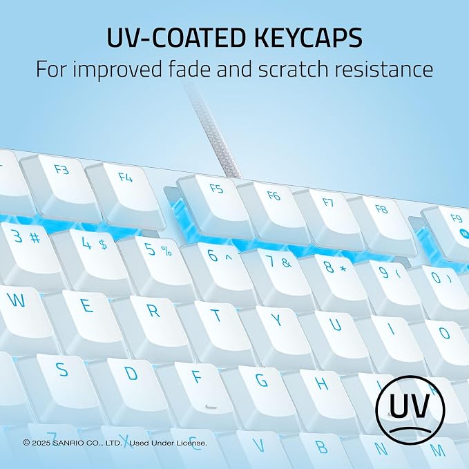 Razer Ornata V3 TKL Gaming Keyboard, Low-Profile Keys, Cinnamoroll Edition | Mecha-Membrane Switches, UV-Coated Keycaps, Backlit Media Keys, 8-Zone RGB Lighting, Magnetic Wrist Wrest - Image 4