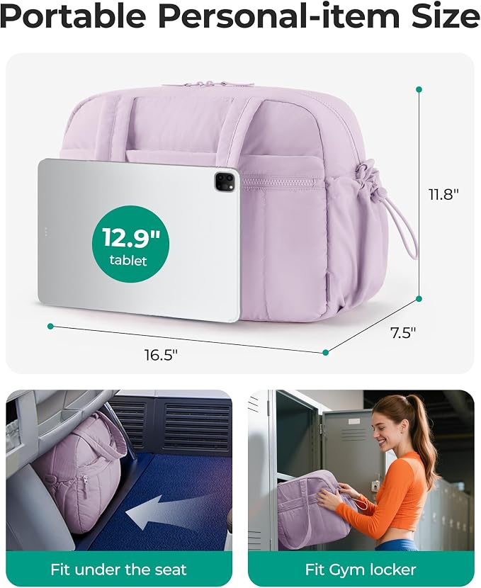BAGSMART Duffle Bag for Travel, Gym Bag for Women, Weekender Carry on Bag | PVC Wet Pocket, Airline Approved Personal Carry-on Size, Fits Under-seat, One Bag for Gym, Travel, Hospital, Overnight - Image 2