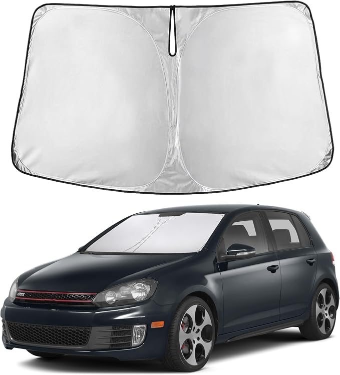 EcoNour Windshield Sunshade Compatible for Volkswagen VW Golf/Rabbit/GTI / R32 MK6 2009-2012 2013 2014, Sun Visor for Front Windshield & Window Sun Shade Cover, UV Heat Protector, Car Accessories by EcoNour