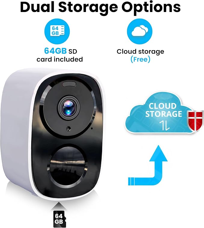 2026 Upgraded 2K Wireless Security Camera with 64G SD Card, Free Cloud Storage, 1-6 Month Battery Life, AI Motion Detection, Spotlight, Siren Alarm, 2-Way Audio, Waterproof WiFi Surveillance Camera - Image 3