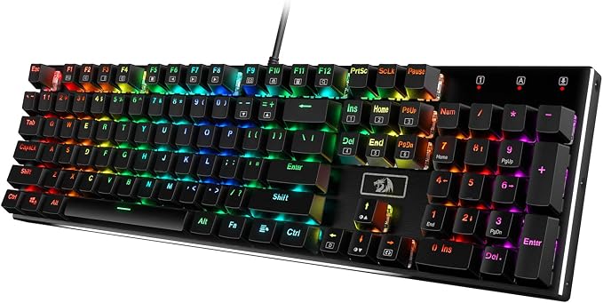 Redragon K556 Wired RGB Mechanical Gaming Keyboard, 104-Key Aluminum Board | Rock-Solid Metal Build, 20 Backlits Immersive ESports Vibe, Hot-swap Comfortable Tactile Brown Switch for Long-Time Typing by REDRAGON