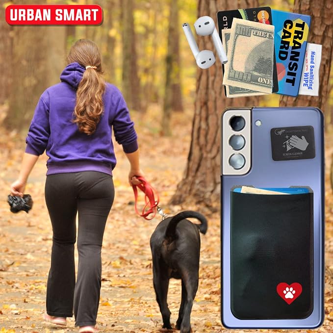 Phone Wallet - Adhesive Card Holder - Cell Phone Pouch - Stick on Lycra Pocket by Gecko - Carry Credit Cards and Cash - Image 2