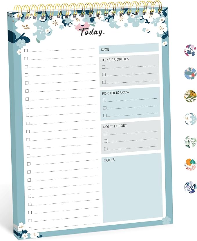 Taja To Do List Notepad, Undated Daily Planner for Work and Goal Setting | Blue Breeze, 52 Sheets, 9.8" x 6.5" , for Office, Home and school, Daily Task Planning, Notes and Everyday Organization by Taja