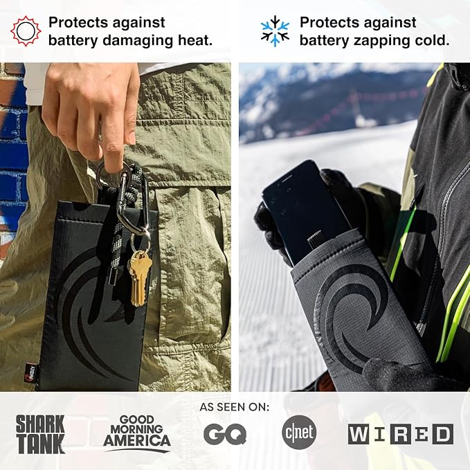 PHOOZY Apollo II Thermal Phone Case with NASA-Derived Technology - Extends Battery Life 4X in Hot or Cold Weather - Military Grade 8-Foot Drop Protection Insulated Pouch - Medium Black - Image 2
