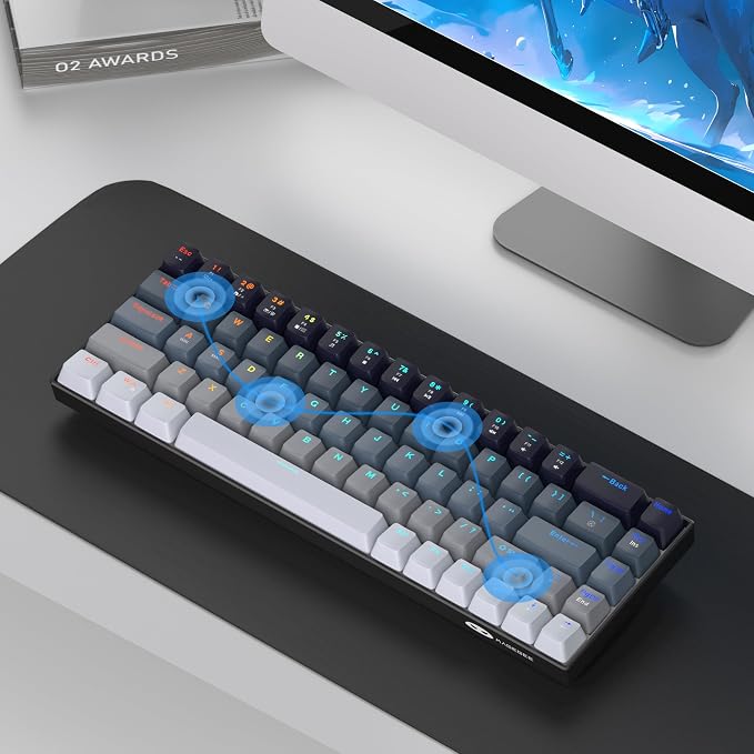 MageGee Portable 60% Mechanical Gaming Keyboard, RGB Backlit Compact 68 Keys Mini Wired Office Keyboard with Red Switches for Laptop PC Mac - Gradient Black - Image 7