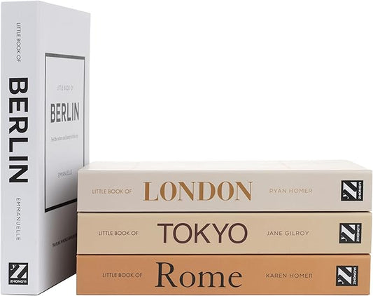 PROBENEX 4 Pcs Decorative Books | Faux Mocha Coffee Table & Shelf Decor | Warm Modern Look for Living Room, Office and Entryway - Not Real, Tool-Free 2-Min Setup by PROBENEX-Elevateyourhomedecor
