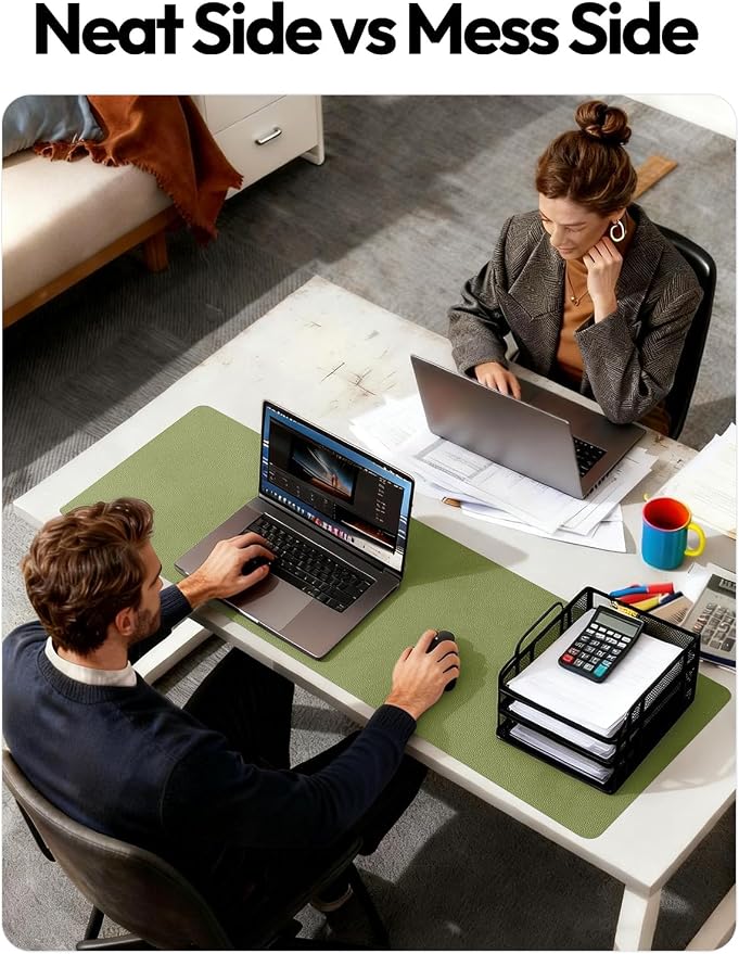 YSAGi Leather Desk Pad Protector, Office Desk Mat, Large Mouse Pad, Non-Slip PU Leather Desk Blotter, Laptop Desk Pad, Waterproof Desk Writing Pad for Office and Home (Green,55" x 24") - Image 6