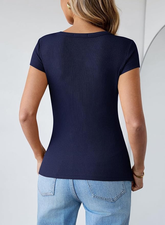 Pink Queen Sexy Tops for Women Cutout Keyhole Neck Cap Sleeve Shirts Casual Summer Clothes 2026 Fashion - Image 6