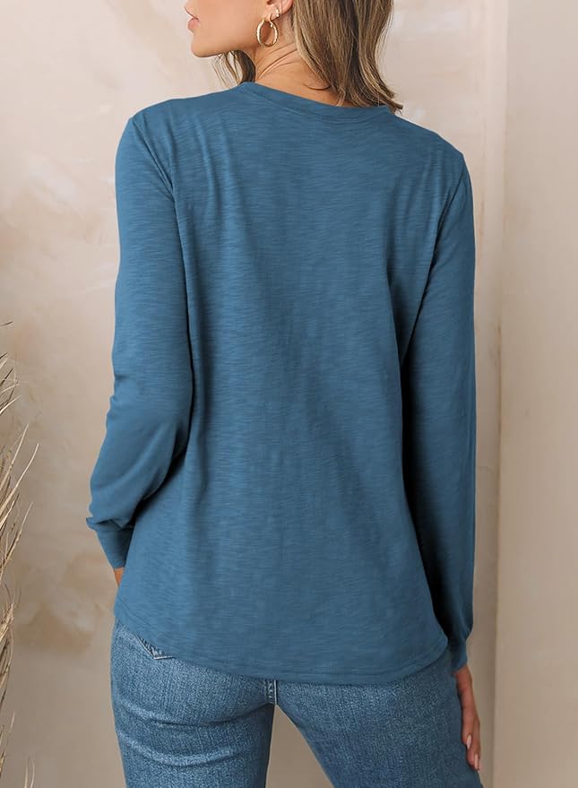 EVALESS Womens Crewneck Long Sleeve Tops Casual Polka Dots Tops Fall 2026 Tshirts Shirts - Image 4