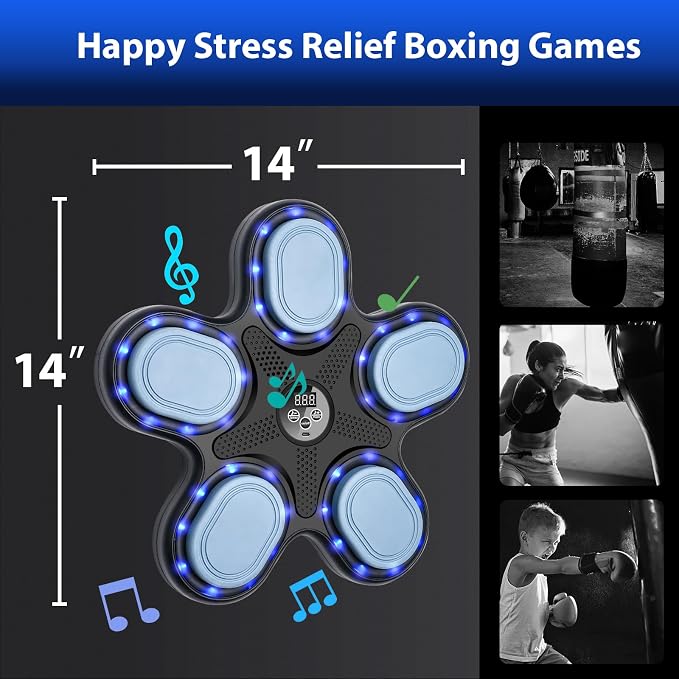 OurStarry Smart Music Boxing Machine for Adults and Kids, Wall Mounted Punching Trainer with Boxing Gloves, LED Electronic Target, 9 Modes and 9 Speeds, Home Gym Workout Equipment - Image 3
