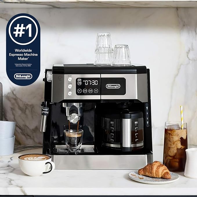 De'Longhi All-in-One Espresso & Coffee Maker, 10-Cup Pot, Milk Frother | #1 Worldwide Espresso Machine Maker, Dual Heating System, Milk Frother, 15-Bar Pressure - Image 7
