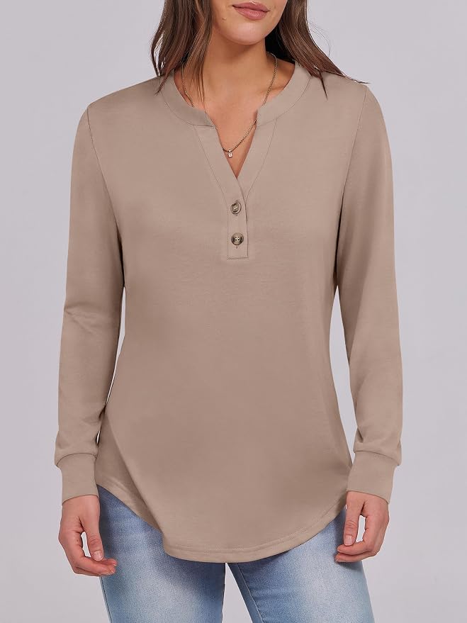 ANRABESS Women's Long Sleeve Shirts 2026 Spring Fashion Dressy Casual Tops Trendy Henley Blouses Cute Work Outfits Clothes - Image 4