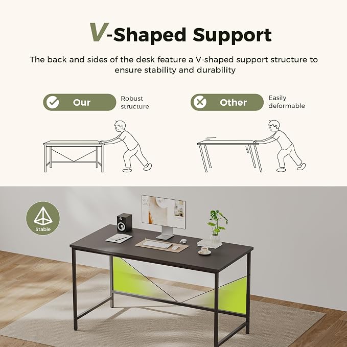 Mericonia 32x20 Inch Computer Desk, 0.6" Thick Small Office Table | Modern Simple Style, Small Study & Writing Table for Home Bedroom Work, Black - Image 8