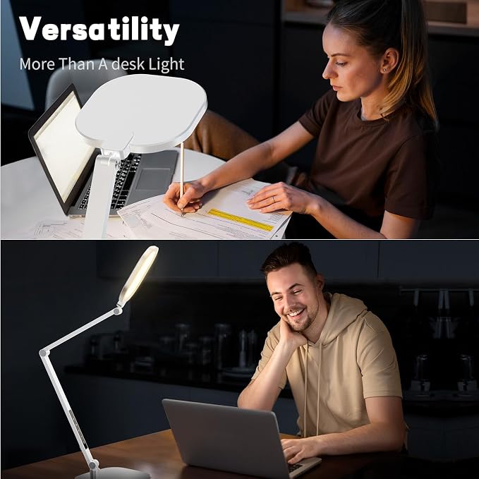 LitONES LED Desk Lamp for Home Office, Soft Edge-lit Design - Modern Style | Eye-Caring Diffused Light, Professional Computer Light for Reading, Crafts & Zoom, Dimmable with 30 Modes, Memory & Timer - Image 2
