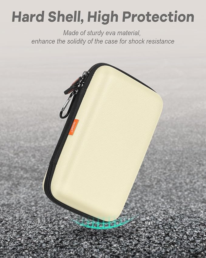 Clean-Beige Hard Shell Case for Electronic Accessories Organizer - Large Hard Carrying Case for Power Bank, External Hard Drive, Cell Phone, Charger, Cable - Portable Protection Travel Pouch Bag - Image 6