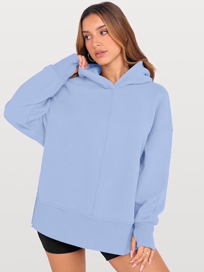 ANRABESS Womens Oversized Hoodies Long Sleeve Fleece Side Slit Hooded Sweatshirts Pullover 2026 Fall Outfits Y2K Clothes - Image 4