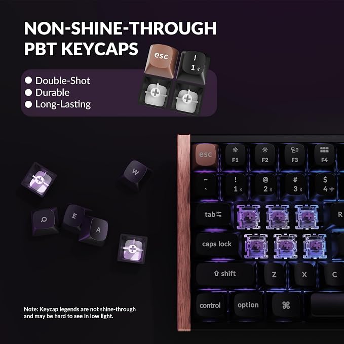 Keychron K2 HE Rapid Trigger Wireless Magnetic Custom Keyboard | QMK Launcher 2.4 GHz & Bluetooth, Hall Effect Gateron Double-Rail Magnetic Switch for Mac Windows Linux (Aluminum + Wood) - Image 6