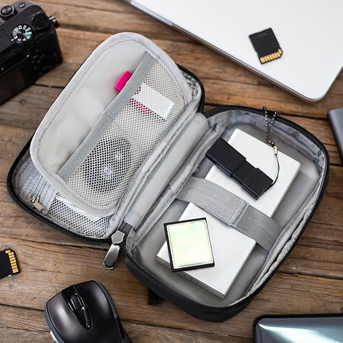 3Pcs Electronic Organizer Travel Case,Waterproof Cord Organizer Travel Cable Organizer Bag Portable Small Travel Tech Storage Pouch for Cord Charger Phone Earphone SD Card Cables Power Bank Card,Black - Image 5