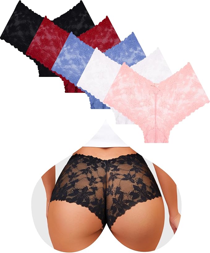 Take Talk Sexy Lace Underwear Panties Lingerie Gift for Women Wife 5 Pack Soft Cheeky Boy shorts Plus Size Underwear Women by TakeTalk