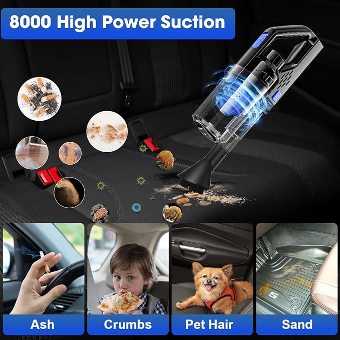 Car Cleaning Kit, Car Interior Detailing Kit with High Power Handheld Vacuum Cordless Rechargeable, Detailing Brush Set, Windshield Cleaner, Complete Auto Accessories for Men, Women Gift - Image 3