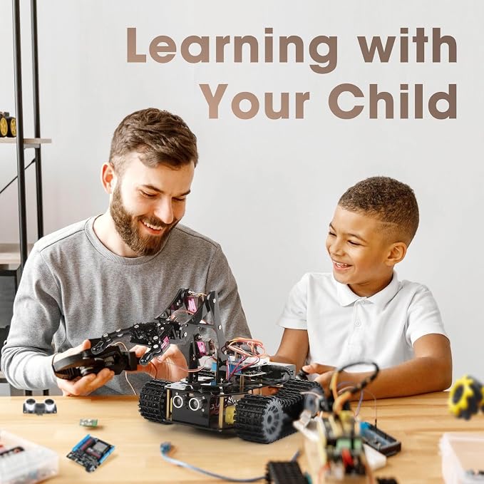 4 in 1 Robotics for Kids Ages 12-16, Smart Robot Arm with 5DOF + Tank Car, STEM Toys Compatible with Arduino & Scratch & Python, App & Remote Control, Gift for Kids & Teens & Adult - Image 7