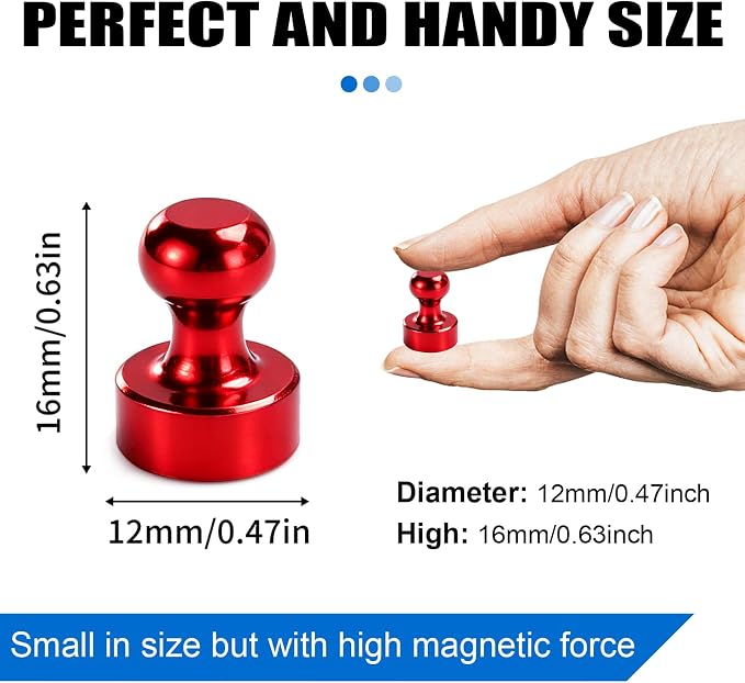 LOVIMAG Fridge Magnets 20Pcs, Magnet for Refrigerator Whiteboard, Red | Small Strong Neodymium Metal Cute Push Pin for Classroom, Kitchen, Accessories Decorative, Office, Calendar - Image 2