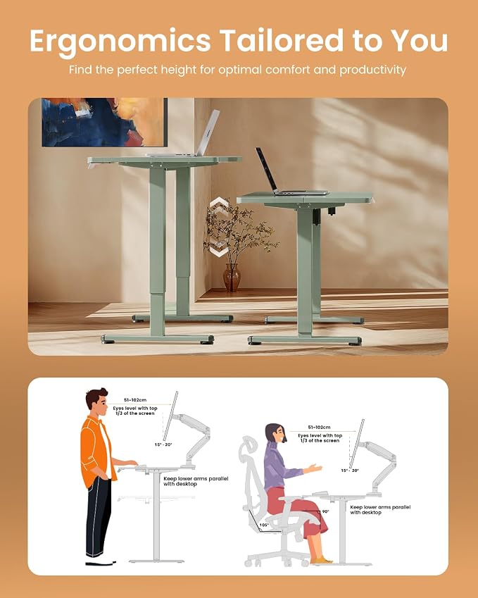 ErGear Height Adjustable Electric Standing Desk, 32 x 19 Inches Sit Stand up Desk, Memory Computer Home Office Desk,Green - Image 7