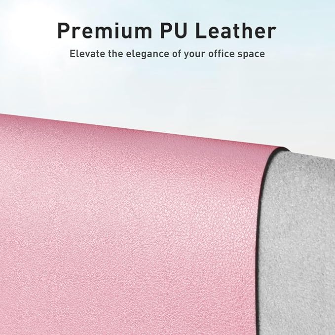 Aothia Faux Leather Desk Mat - Non-Slip PU Leather Desk Blotter, Waterproof Writing Surface, Large Desk Pad for Office & Home (Fairy Pink, 55" x 17") - Image 2
