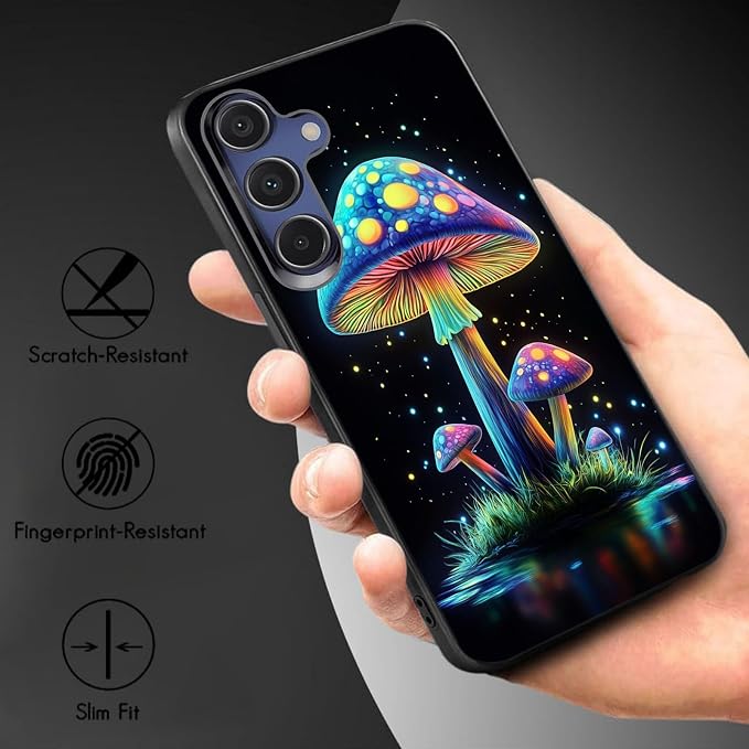 Designed for Galaxy S25 FE Phone Case,Slim Silicone Shockproof Protective Case for Galaxy S25 FE 6.7 inch,Luminous Mushroom - Image 3
