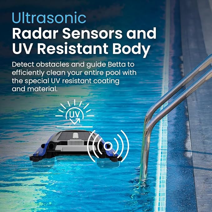 Betta SE Solar Powered Automatic Robotic Pool Surface Skimmer Cleaner with 24/7 Continuous Cleaning Battery Power and Re-Engineered Twin Salt Chlorine Tolerant Motors (Blue) - Image 5