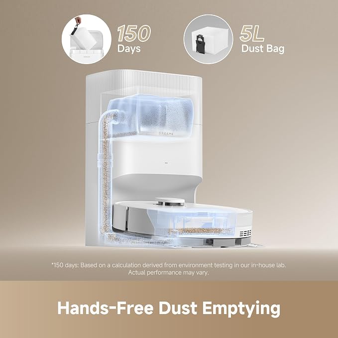 dreame D20 Plus Robot Vacuum and Mop, Detangling DuoBrush for Pet Hair | 13,000Pa Suction, Self-Emptying with 5L Dust Bag, LDS Mapping, App & Voice Control, Ideal for Hard Floors & Carpets - Image 3