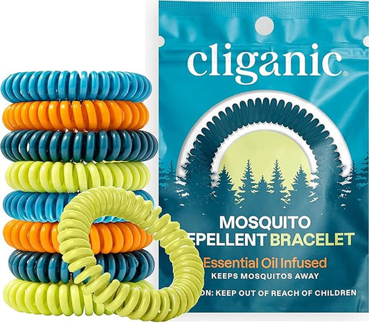 Cliganic 50 Pack Mosquito Repellent Bracelets for Adults & Kids - Natural DEET-Free Bands, Individually Wrapped by Cliganic