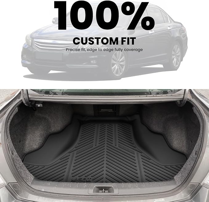 LASFIT Cargo Mat for Honda Accord 2008-2012, All Weather TPE Custom Fit Pet Friendly Easy Clean Trunk Mat Cargo Liner Accessories, Black - Image 3