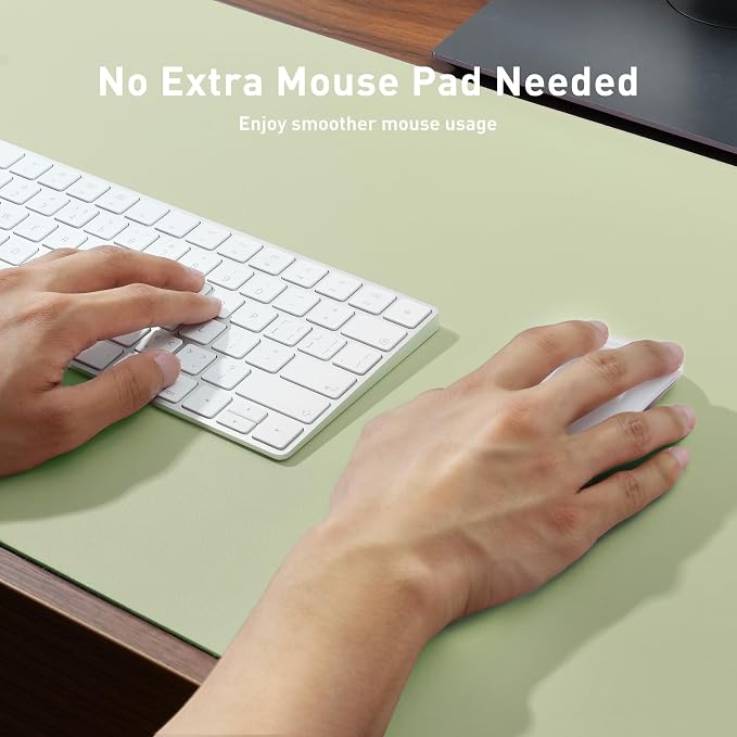 Aothia Leather Desk Pad Protector, Mouse Pad, Office Desk Mat, Non-Slip PU Leather Desk Blotter, Laptop Desk Pad, Waterproof Desk Writing Pad for Office and Home (Grass Green, 36" x 17") - Image 3