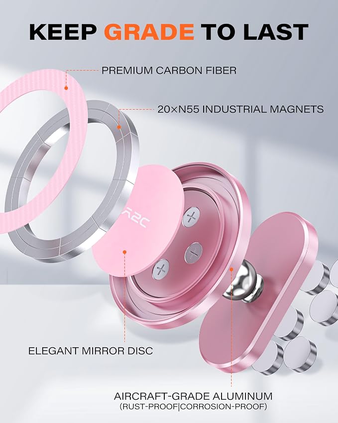 A2C Pink Alloy Magnetic Golf Cart Phone Holder, Golf Accessories for Women | Unique Golf Gifts for Female Golfers Ladies Her Girls Mom Mother Wife, Golf Accessories Essentials Fits EZGO Club Car Yamaha - Image 7