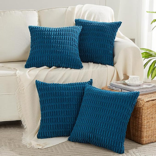 Fancy Homi 4 Packs Decorative Throw Pillow Covers for Living Room Couch Bed, Modern Farmhouse Boho Home Décor Accent Cushion Case, 20" x 20", Teal by Fancy+Homi
