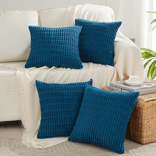 Fancy Homi 4 Packs Decorative Throw Pillow Covers for Living Room Couch Bed, Modern Farmhouse Boho Home Décor Accent Cushion Case, 18" x 18", Teal by Fancy+Homi