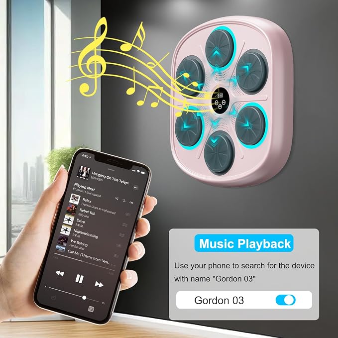 OurStarry Smart Music Boxing Machine for Adults and Kids, Wall Mounted Punching Trainer with Boxing Gloves, LED Electronic Target, 9 Modes and 9 Speeds, Home Gym Workout Equipment - Image 3